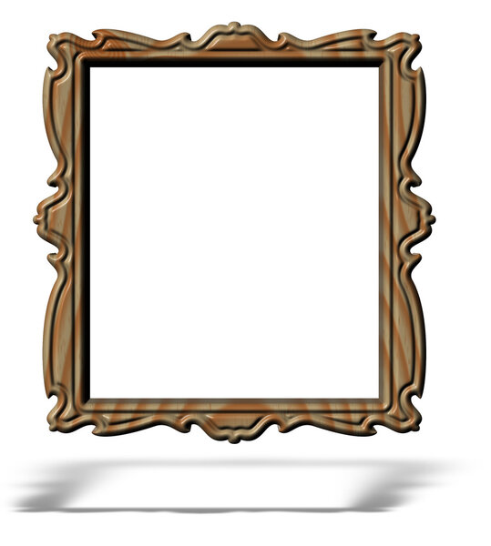 Blank wooden portrait frame isolated