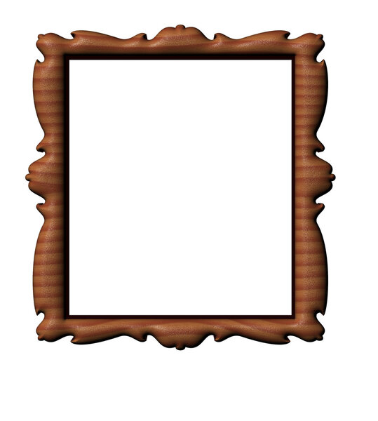Blank wooden portrait frame isolated