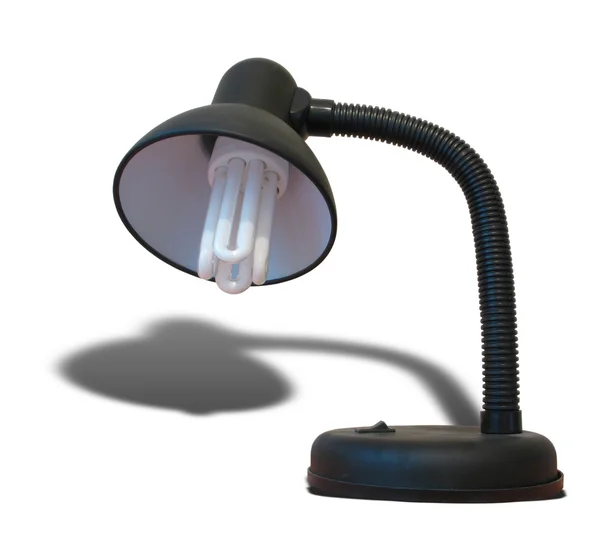 Zwarte bureaulamp met schaduw over Wit — Stockfoto