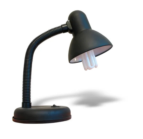 Zwarte bureaulamp met schaduw over Wit — Stockfoto