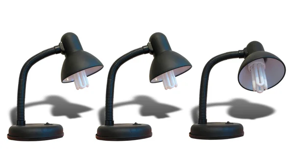 Černá stolní lampy bílé pozadí — Stock fotografie