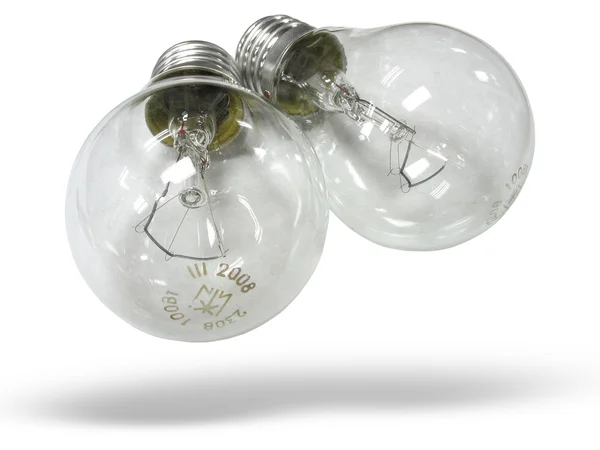 Due lampadine isolate su bianco — Foto Stock