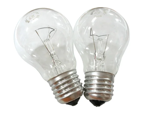Two bulb lamps isolated over white — Stock Photo, Image