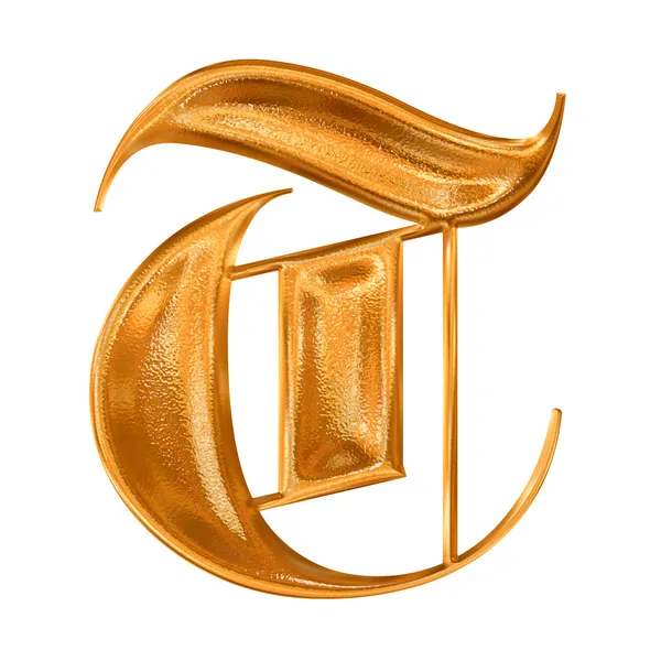 Golden pattern gothic letter T — Stock Photo, Image
