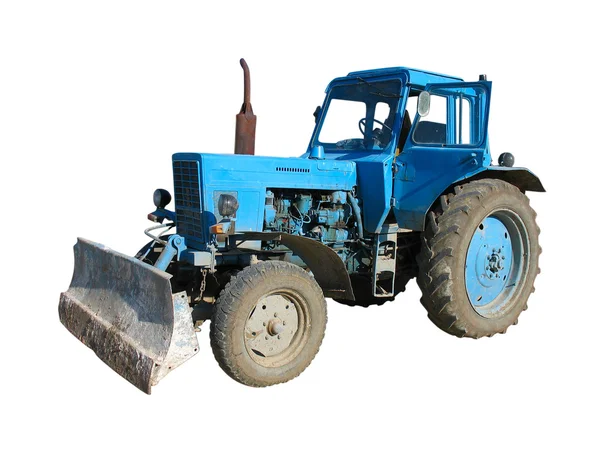 Antiguo tractor vintaje azul aislado — Foto de Stock