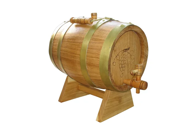 Barril de madeira para vinho isolado — Fotografia de Stock