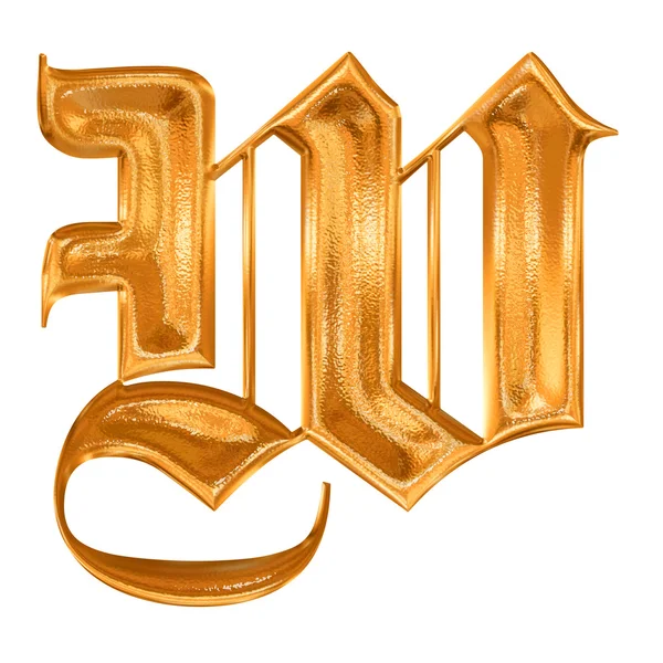 Zlatý vzor gotický písmeno w — Stock fotografie