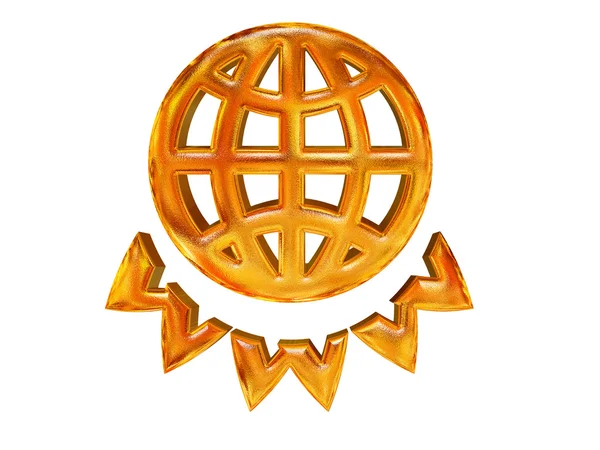 Globo dourado modelado e letras WWW — Fotografia de Stock