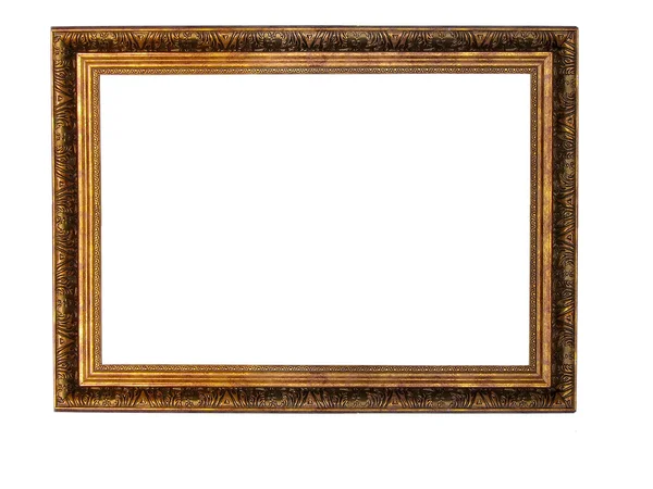 Starý zlatý prázdný rámeček obrázku, samostatný — Stock fotografie