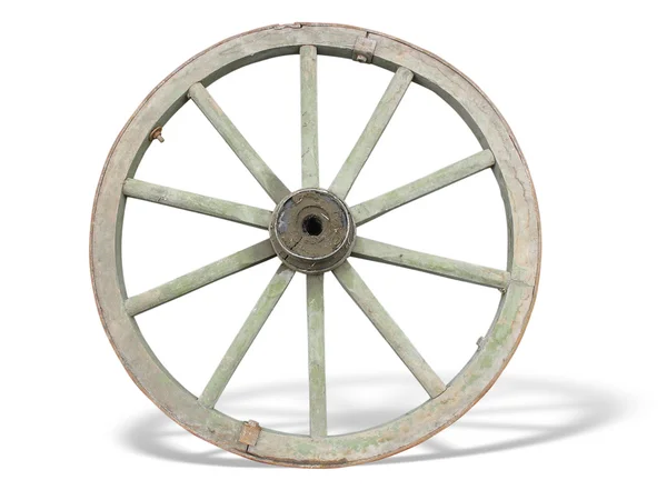 Roda de carrinho antigo feita de madeira — Fotografia de Stock
