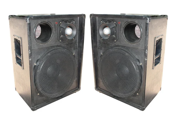 Two old concerto audio speakers on white — Stock Photo, Image