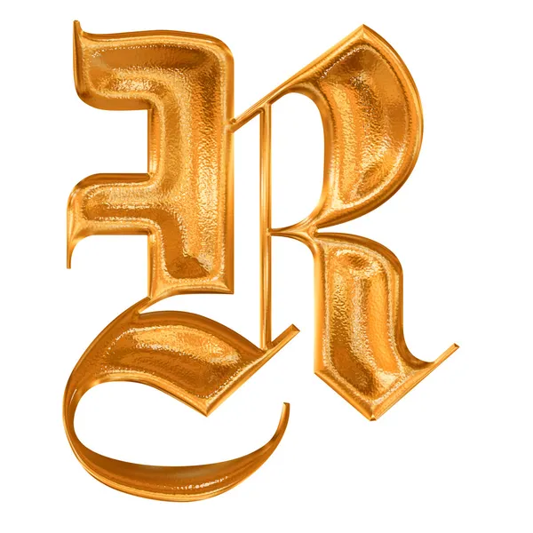 Golden pattern gothic letter R Stock Image