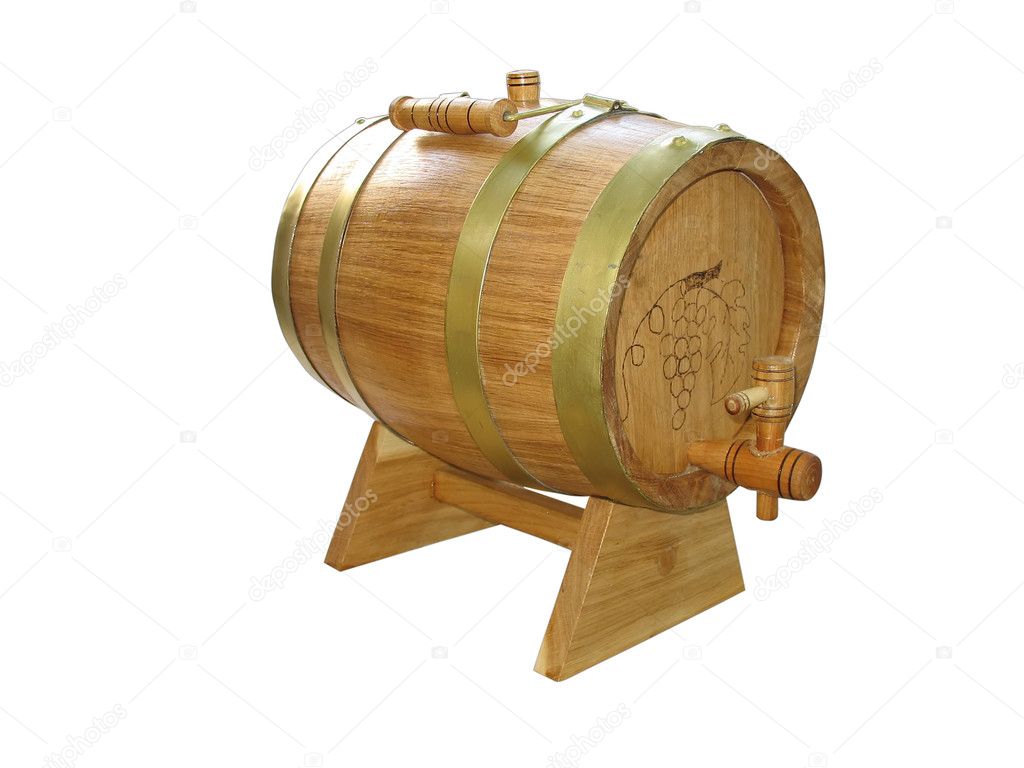 Wooden barrel for wine isolated
