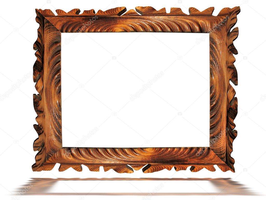 Vintage wooden old frame isolated