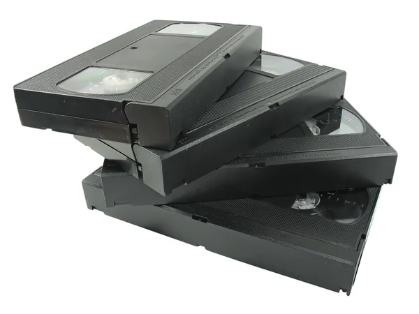 堆的孤立的老视频 cassetes — 图库照片
