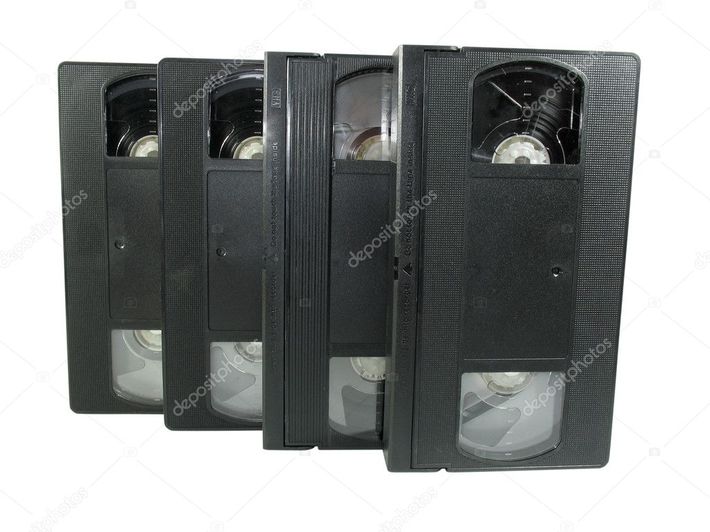 Pile of old video cassetes isolated