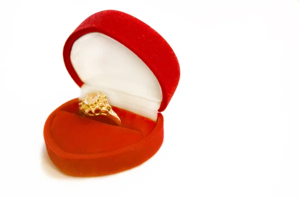 Golden ring with diamond image. — Stockfoto
