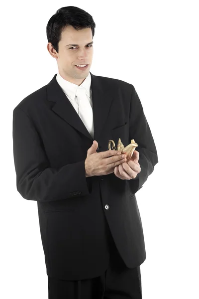 Business Man with Magic Lamp — Stock Photo, Image