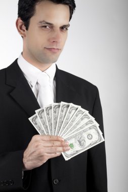 Business Man Holding Ten Million Dollars clipart