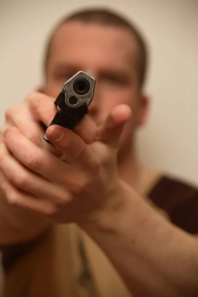 Gun Man (diagnol gun) — Stock Photo, Image