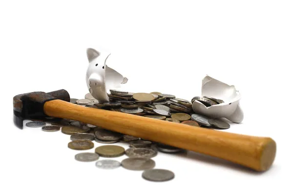 Broken Piggy Bank (on white) — Stock Photo, Image