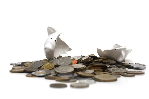 Broken Piggy Bank (on white) — Stock Photo, Image