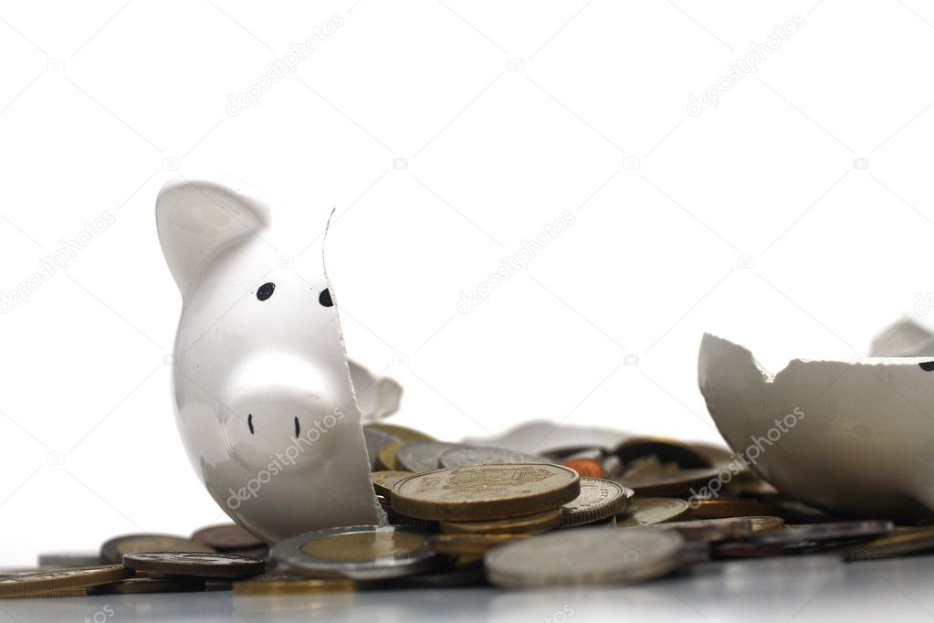 Broken Piggy Bank (on white)