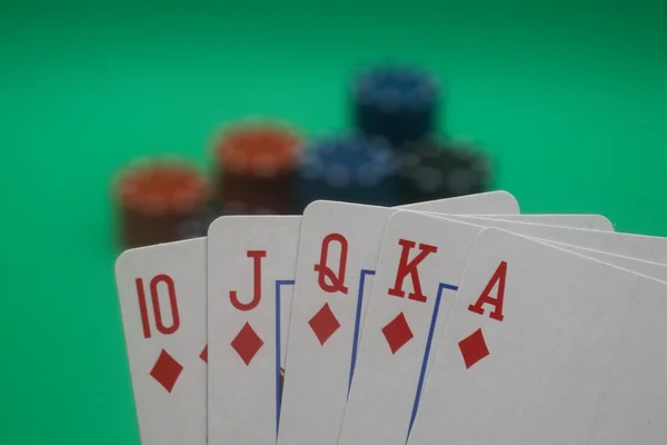 Poker ruce - sedma a diamanty — Stock fotografie
