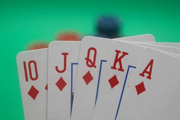 Poker Hand Diamanter Straight Flush - Stock-foto