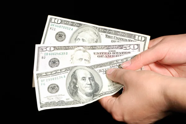 Hands holding one hundred dollars — Stock Photo, Image