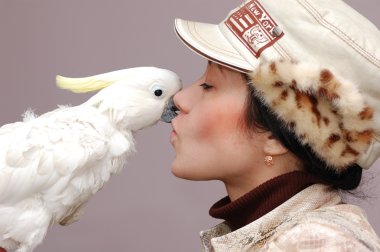 Girl with parrot clipart