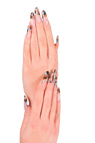 Schöne weibliche Finger mit Maniküre — Stockfoto