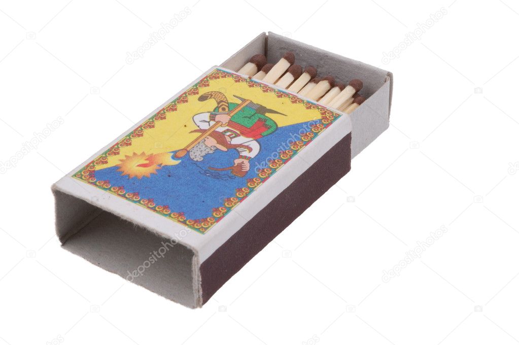 Box of matches on a white background