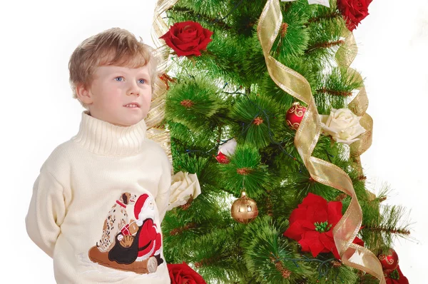 Bambini e albero di Natale — Foto Stock