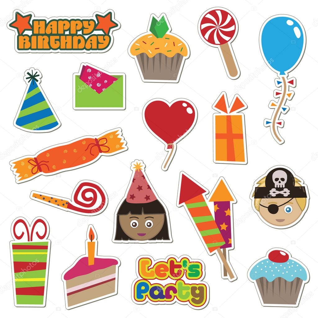 Party stickers — Stock Vector © mattasbestos #2076927