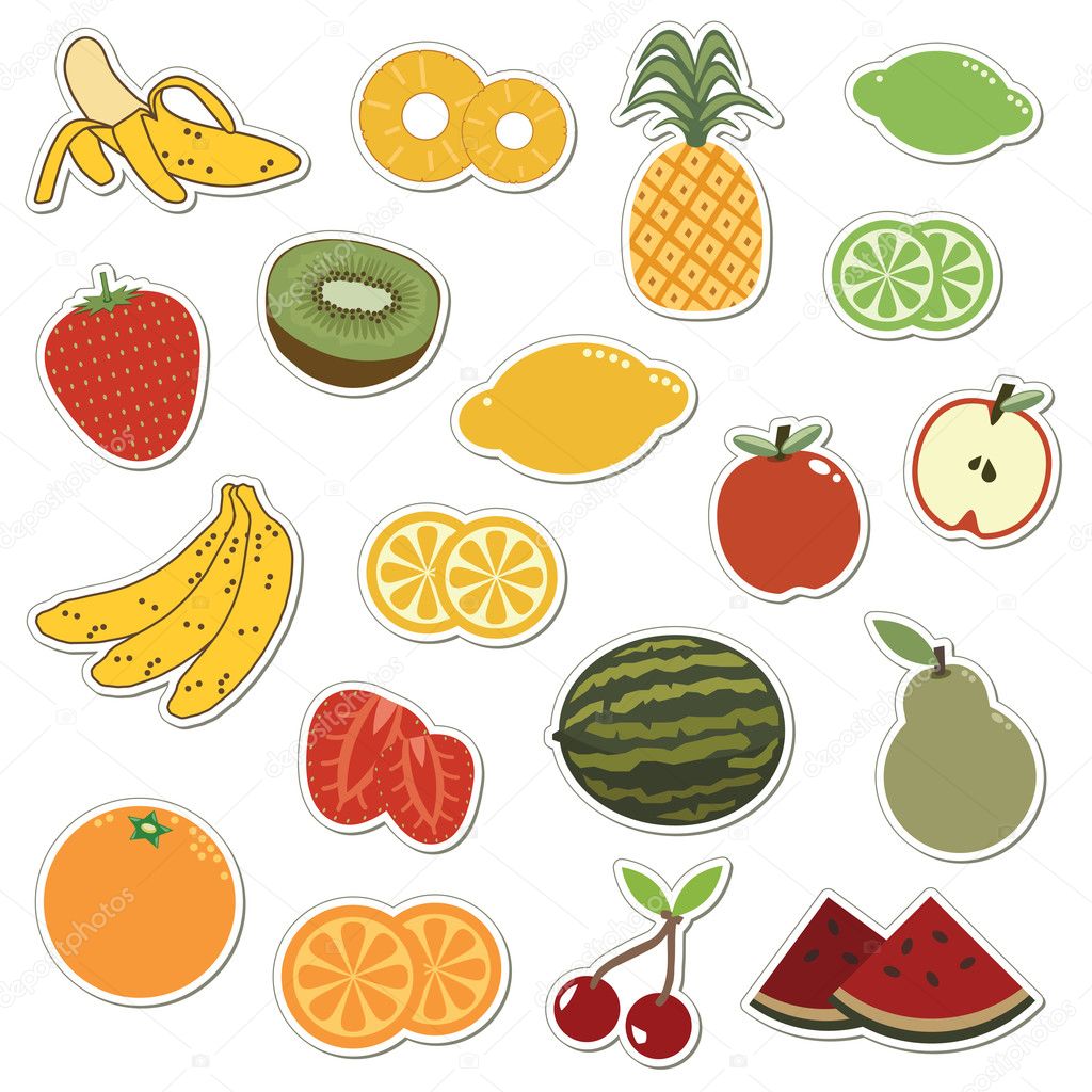 Fruit Stickers — Stock Vector © Mattasbestos 2077172 6437