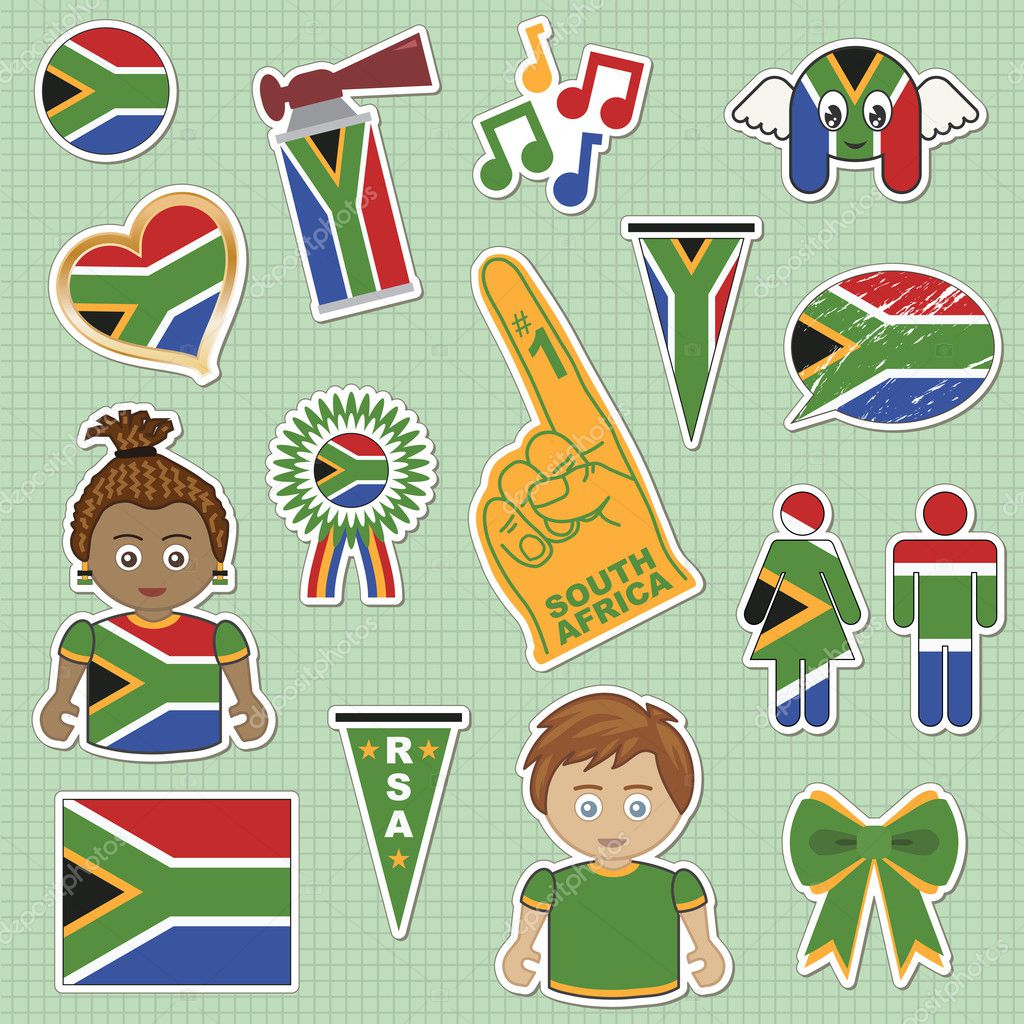 South Africa Supporter Stickers — Stock Vector © Mattasbestos 2418730 5369