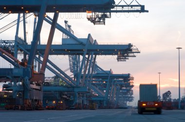 Container Terminal at dusk clipart