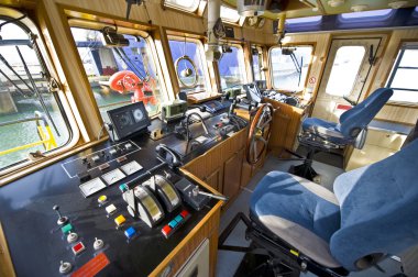 The wheelhouse of a fire boat clipart