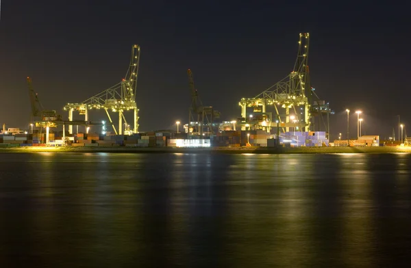Rotterdam haven van nacht — Stockfoto