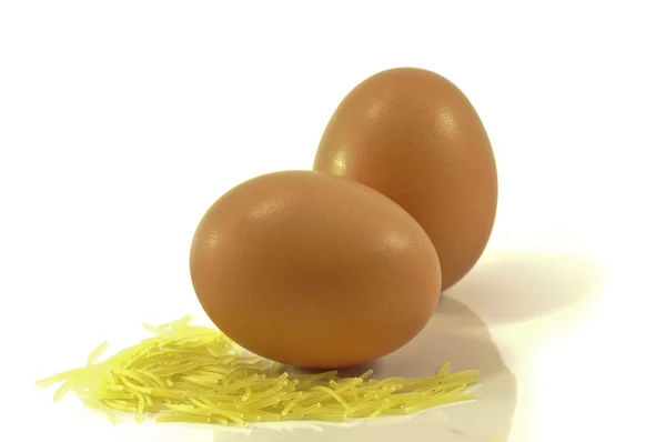 Nudeln und Eier — Stockfoto