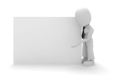 3d man standing near a white board clipart