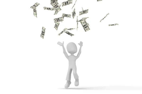 3d man throwing with money — Stock Photo, Image