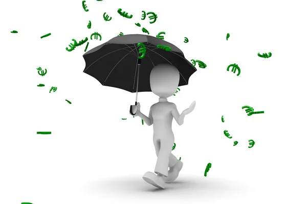 3D man in de regen geld — Stockfoto