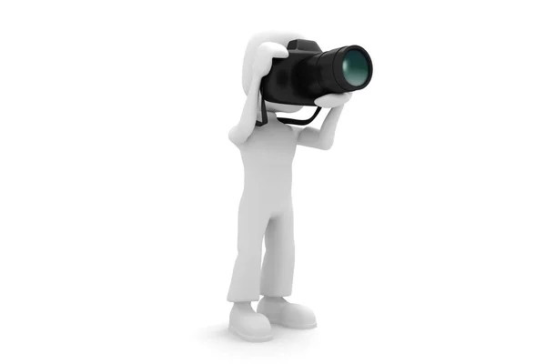 3d man with a dslr camera — Stock Photo, Image