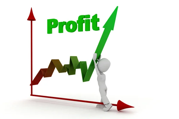 3d man pushing up the profit bar — Stock Photo, Image