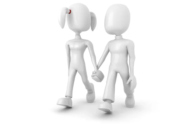 3d couple holding hands — Stock Photo, Image