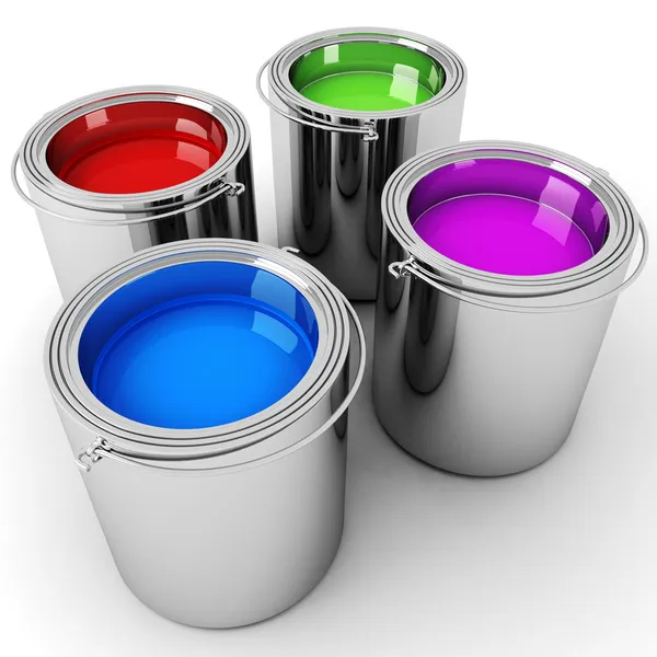 2d paint buckets — Stock Photo, Image