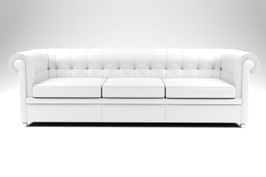 3d white leather couch on white backgrou clipart