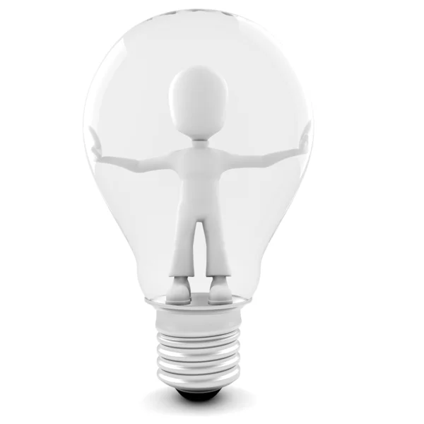 3d man inside a light bulb — Stock Photo, Image
